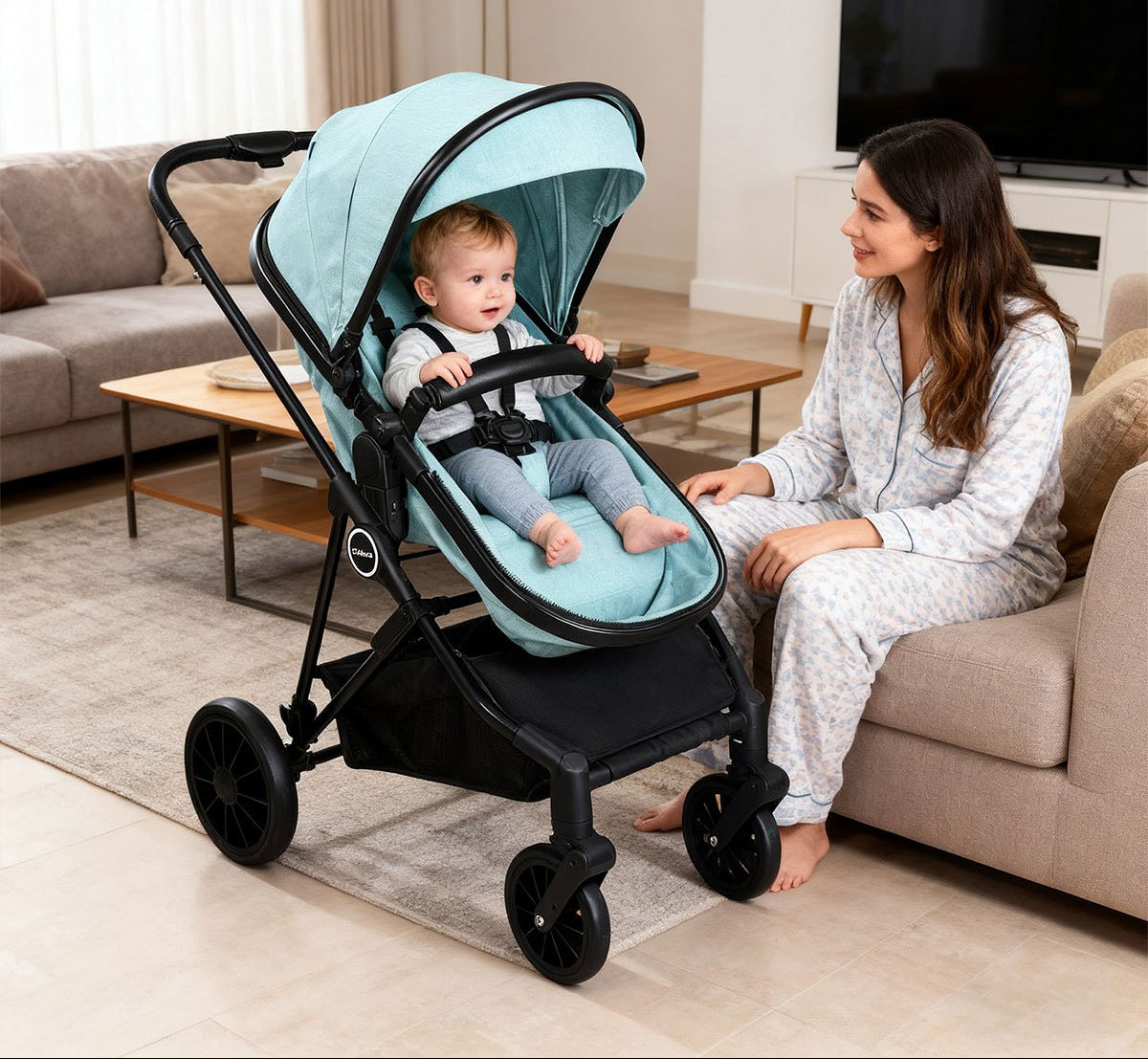 Carriola de Bebé Convertible 5 en 1 Plegable con Asiento Reversible y Amortiguación Premium