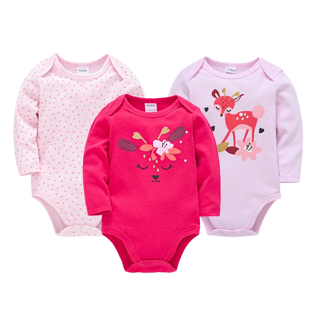 Set de Pañaleros de Algodón de Manga Larga (3 o 6 Piezas) (0-24M)
