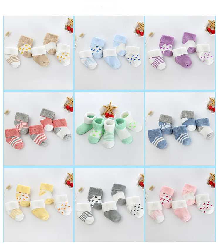 Pack 5 Pares de Calcetines de Felpa: Súper Cálidos para Bebés (0-24M)