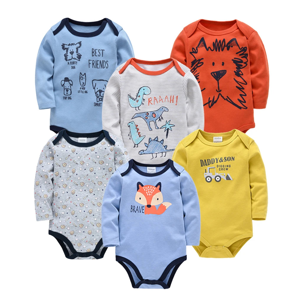 Set de Pañaleros de Algodón de Manga Larga (3 o 6 Piezas) (0-24M)