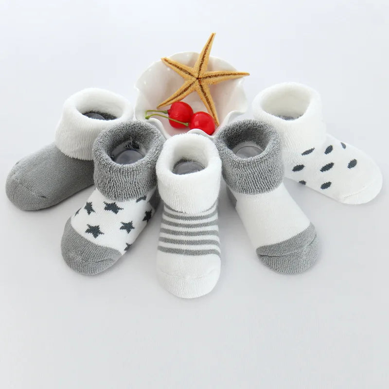 Pack 5 Pares de Calcetines de Felpa: Súper Cálidos para Bebés (0-24M)