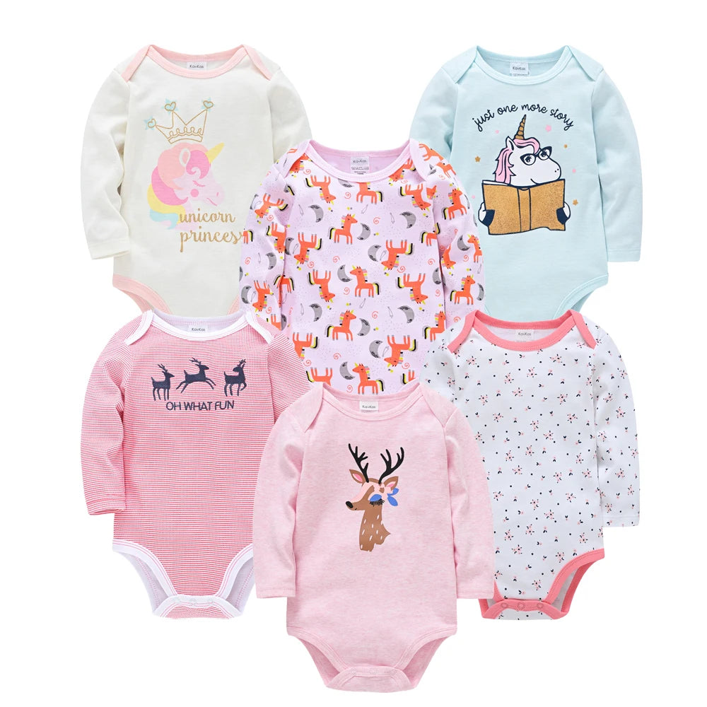 Set de Pañaleros de Algodón de Manga Larga (3 o 6 Piezas) (0-24M)