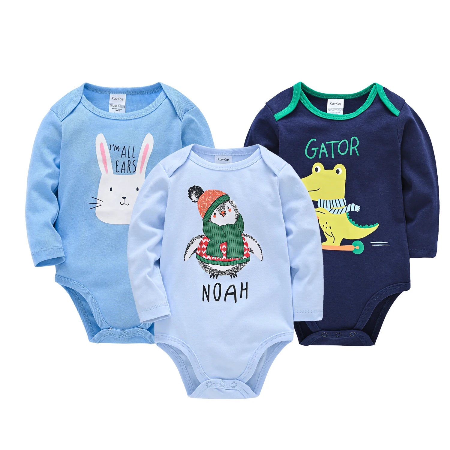 Set de Pañaleros de Algodón de Manga Larga (3 o 6 Piezas) (0-24M)