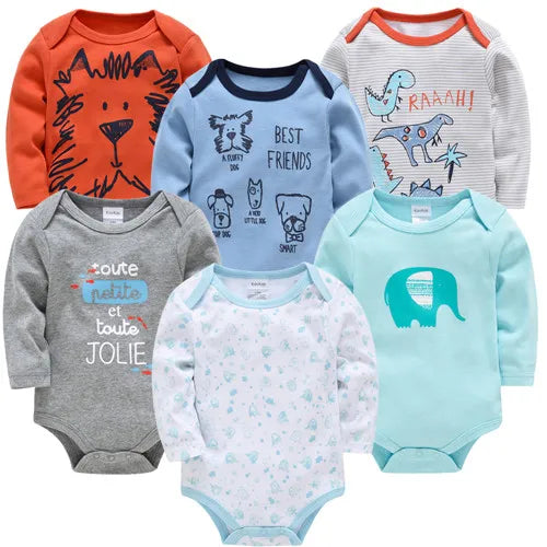 Set de Pañaleros de Algodón de Manga Larga (3 o 6 Piezas) (0-24M)
