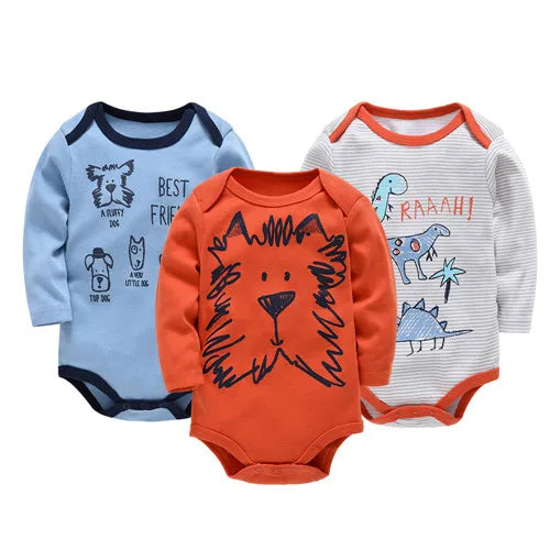 Set de Pañaleros de Algodón de Manga Larga (3 o 6 Piezas) (0-24M)