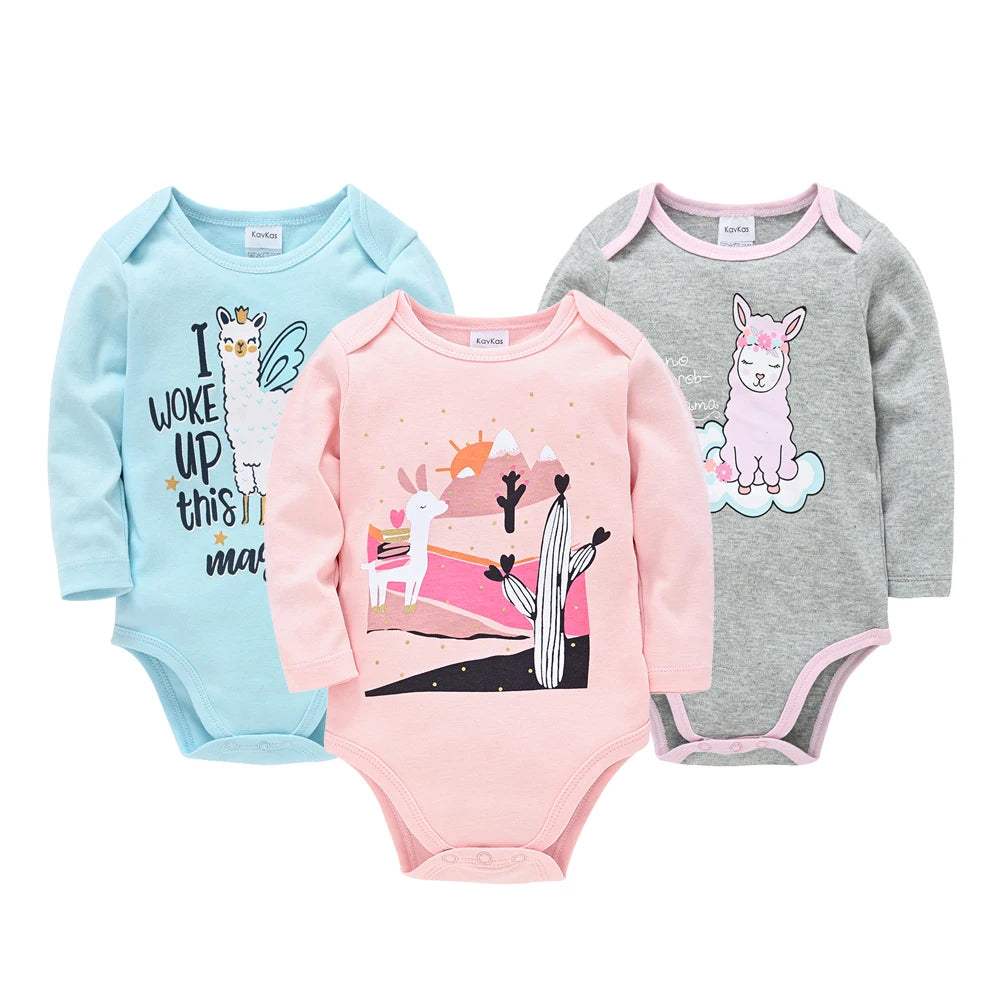 Set de Pañaleros de Algodón de Manga Larga (3 o 6 Piezas) (0-24M)