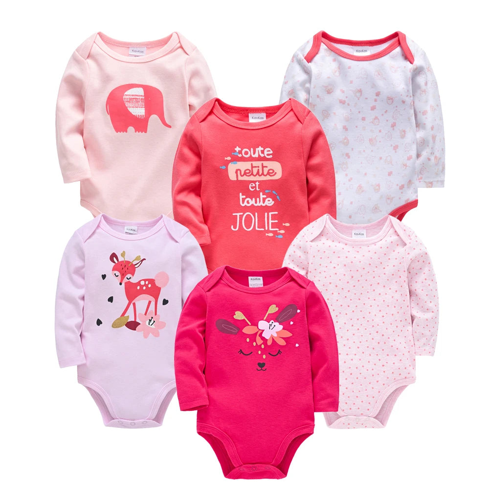 Set de Pañaleros de Algodón de Manga Larga (3 o 6 Piezas) (0-24M)