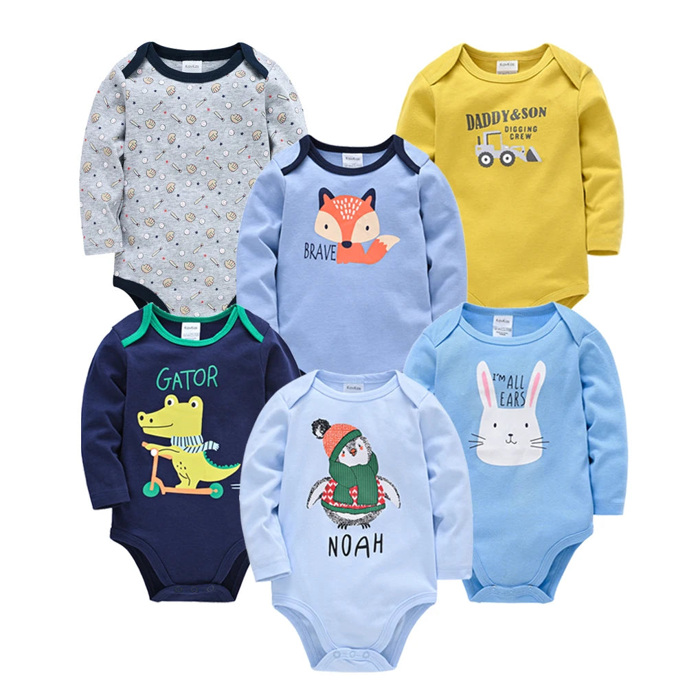 Set de Pañaleros de Algodón de Manga Larga (3 o 6 Piezas) (0-24M)