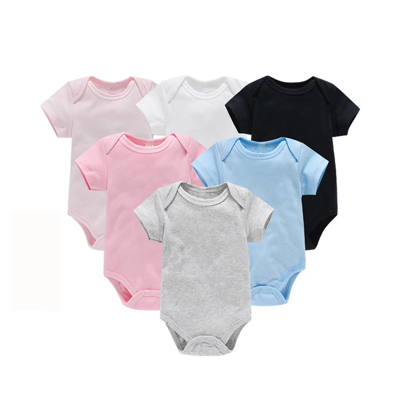 Set de 3 pañaleros de Algodón - Manga Corta y Color Sólido (0-24M)