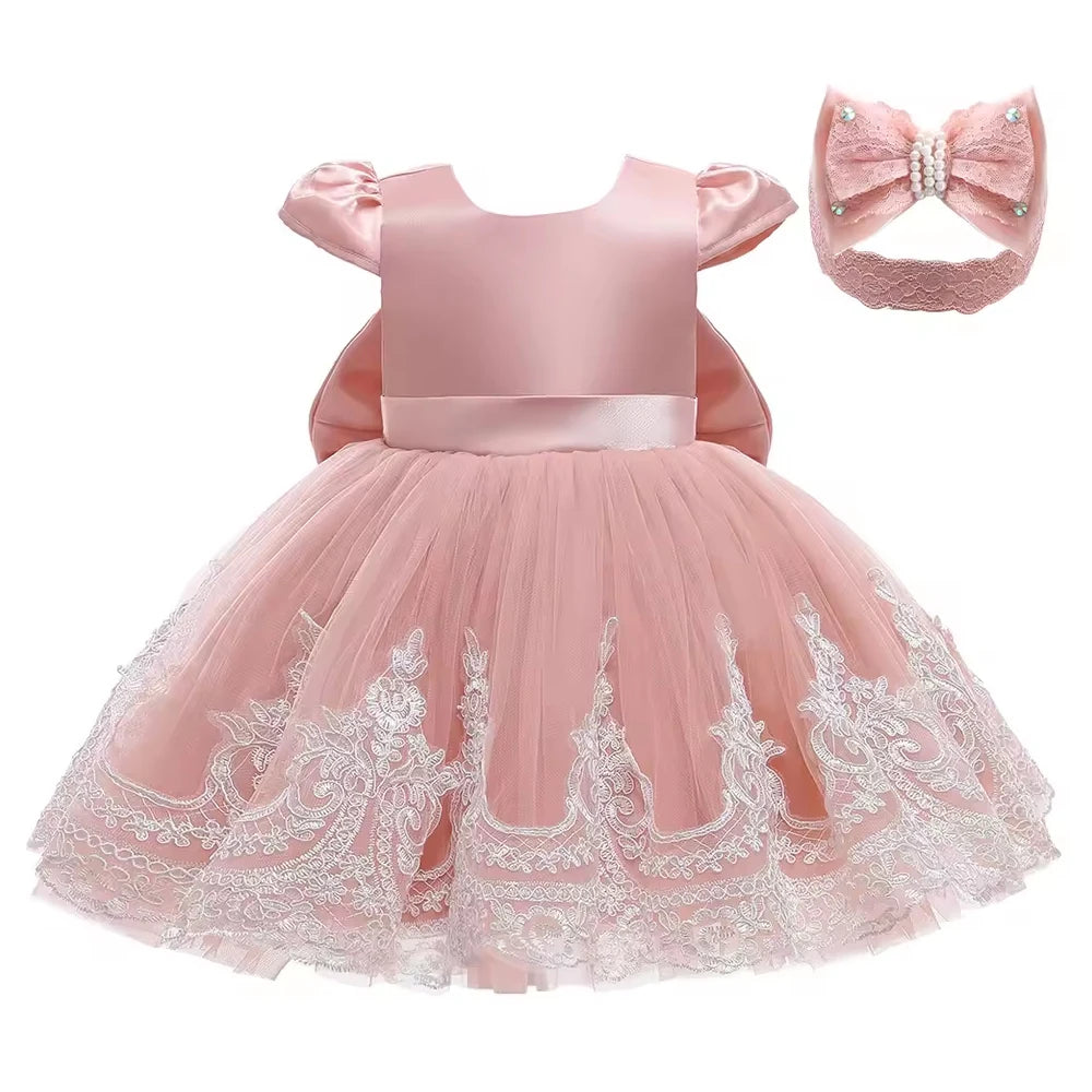 Vestido de Gala de Encaje y Tul para Bebé Niña: Bautizo y fiesta (0-24M)