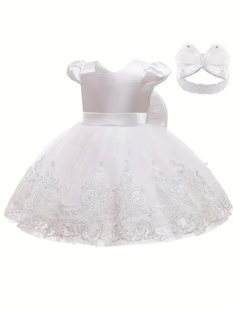 Vestido de Gala de Encaje y Tul para Bebé Niña: Bautizo y fiesta (0-24M)