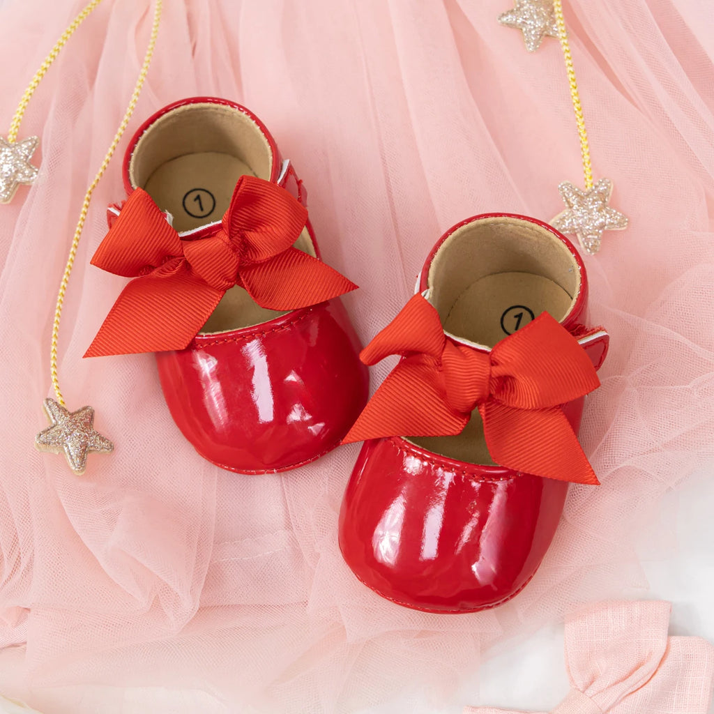 Zapatillas tipo Ballet con Moño: Elegancia Antideslizante para Bebé (0-18M)