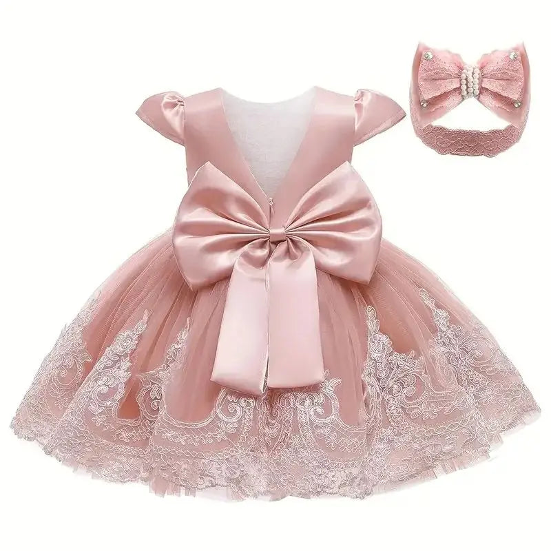 Vestido de Gala de Encaje y Tul para Bebé Niña: Bautizo y fiesta (0-24M)