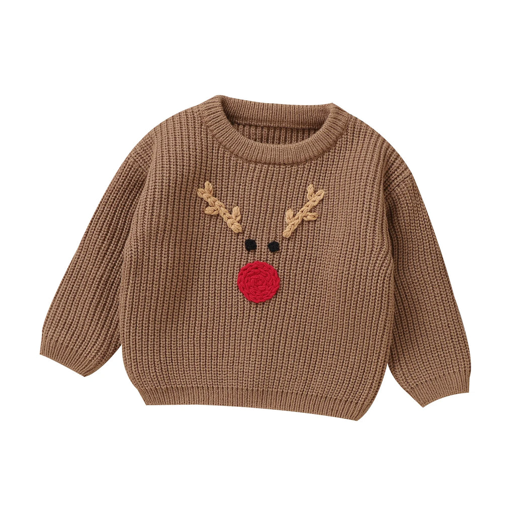 Suéter de Punto Navideño para Bebé - Diseño Alce (6M-3T)