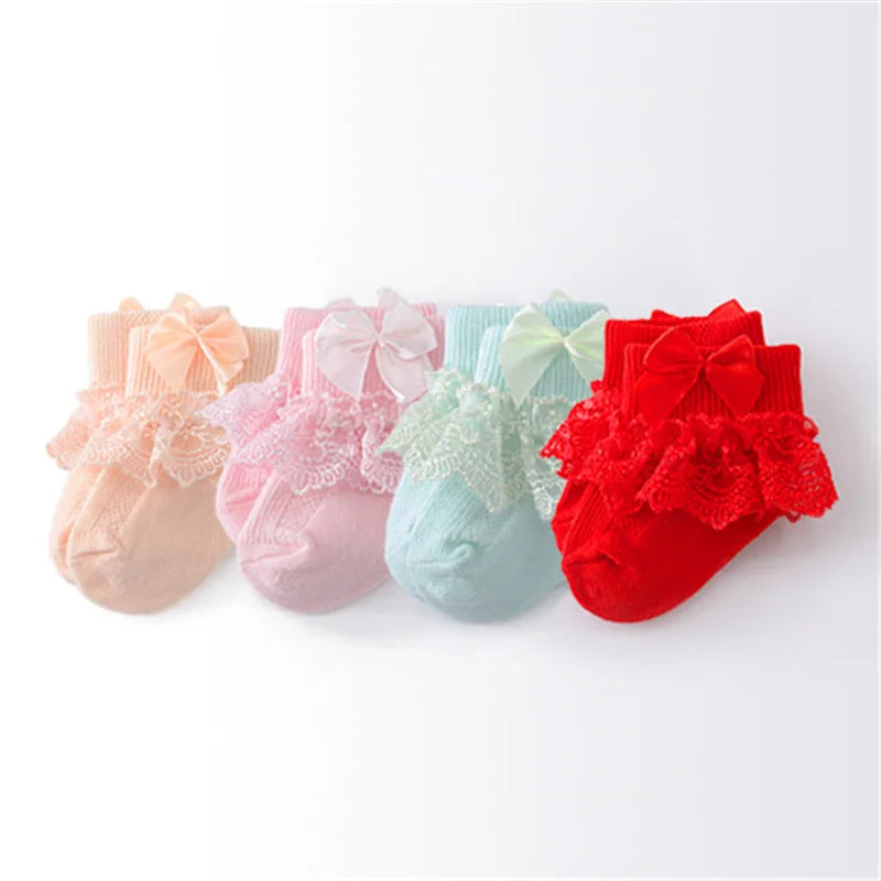 Calcetines de Encaje y Moño 4 pares (0-24M)