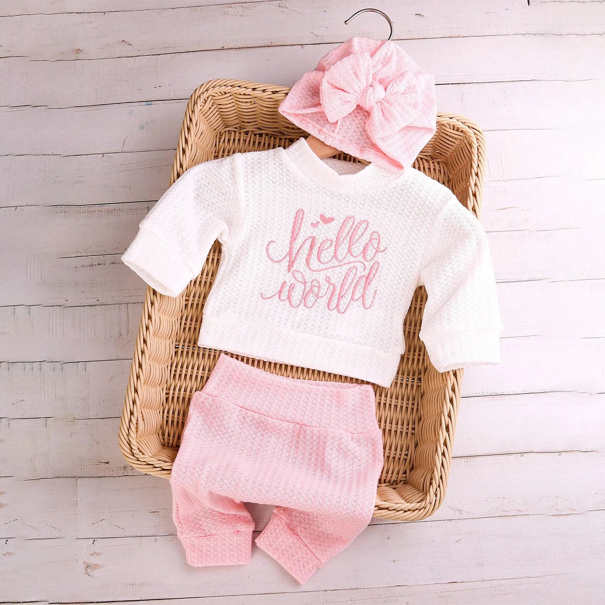 Conjunto "Hello" para Recién Nacido: Outfit para Fotos y Salida del Hospital (0-3M)