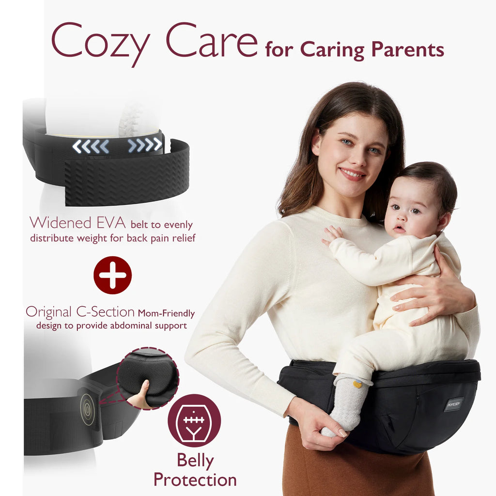Portabebés Momcozy con Asiento de Cadera | Diseño Ergonómico y Protección 3D