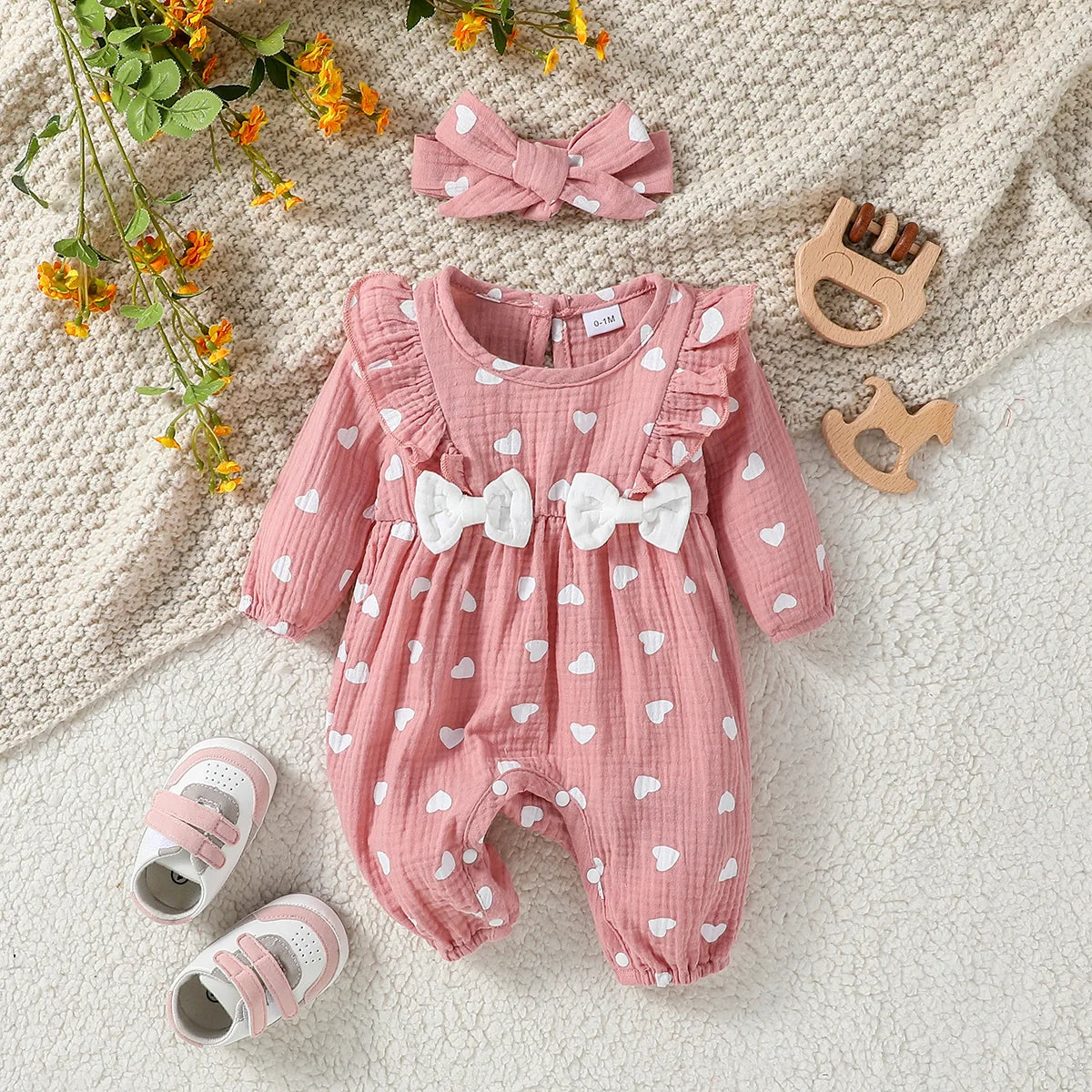 Mameluco Floral con Diadema (0-6M)