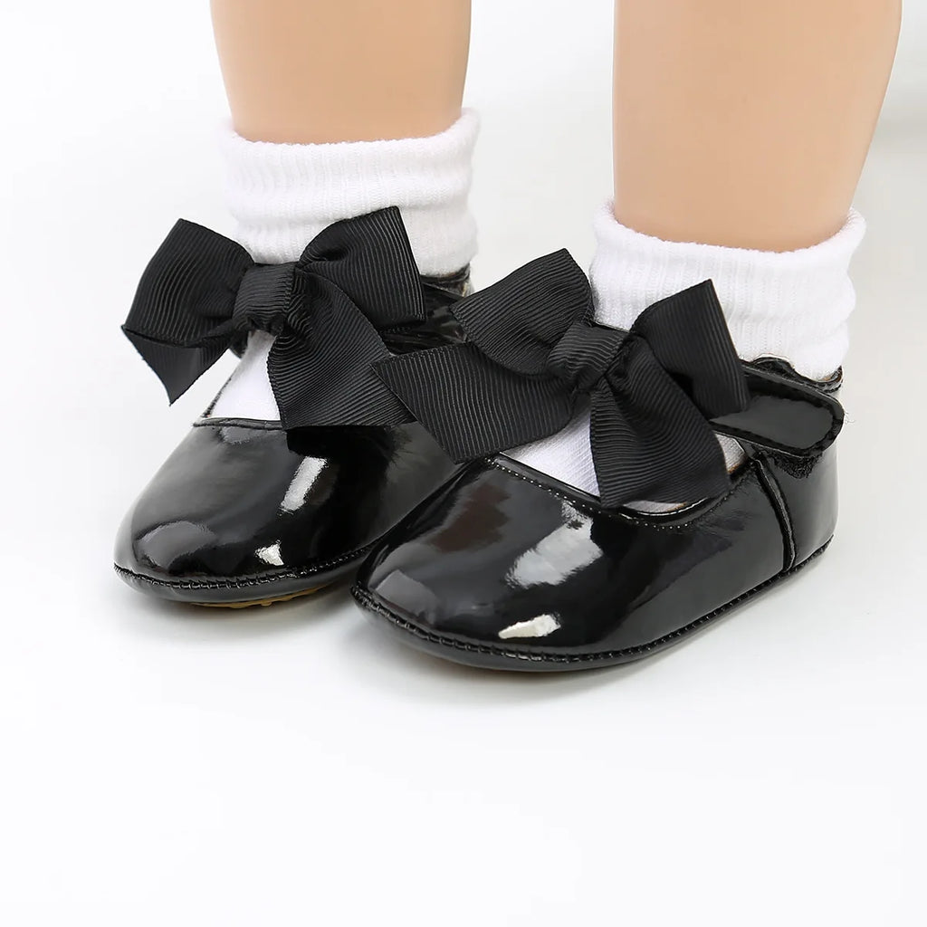Zapatillas tipo Ballet con Moño: Elegancia Antideslizante para Bebé (0-18M)
