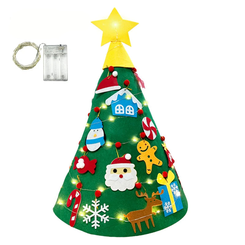 Árbol de Navidad DIY de Fieltro 3D Desmontable (Decoración Navideña Infantil)