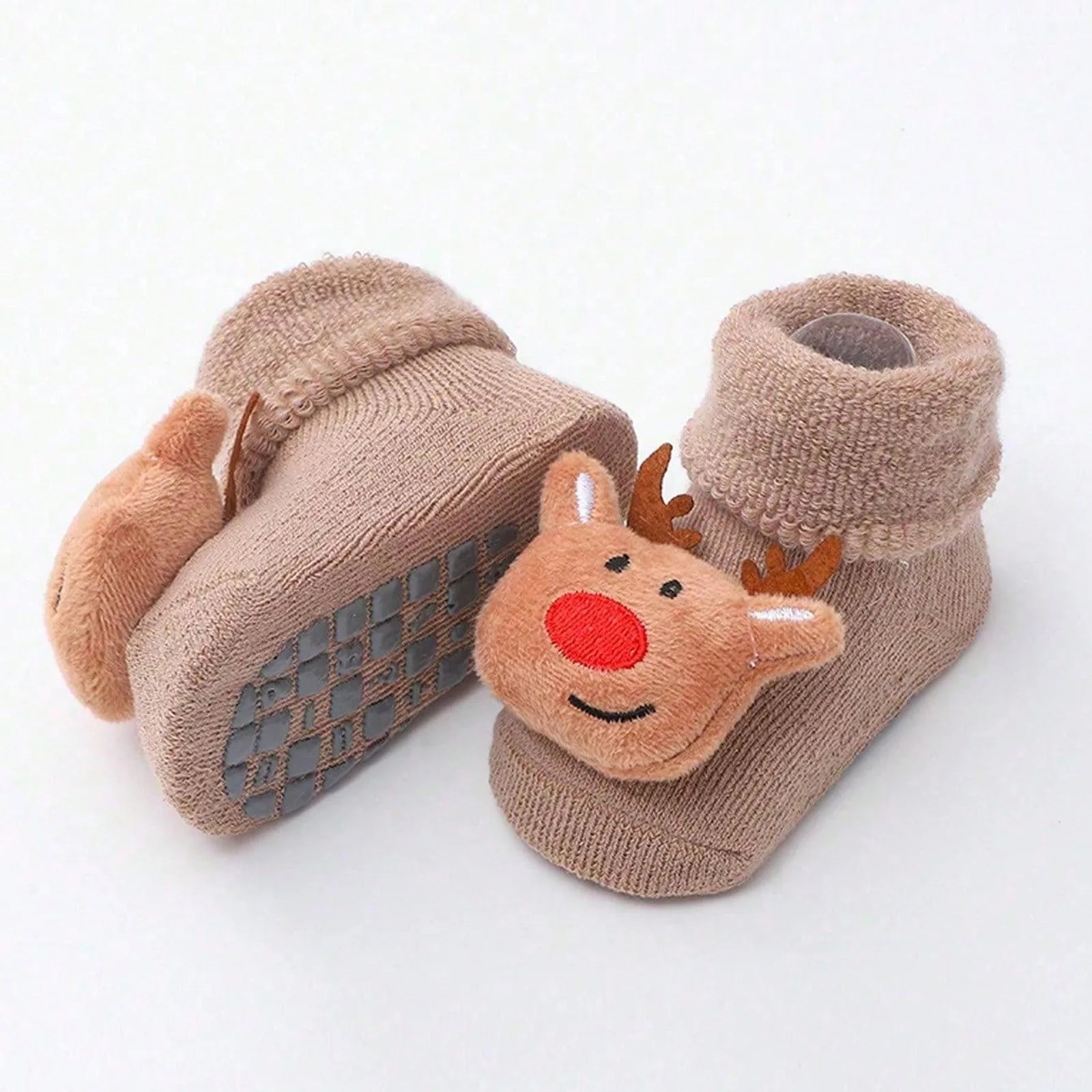 Calcetines Navideños Antideslizantes: Magia y Seguridad en sus Primeros Pasos (0-12M)