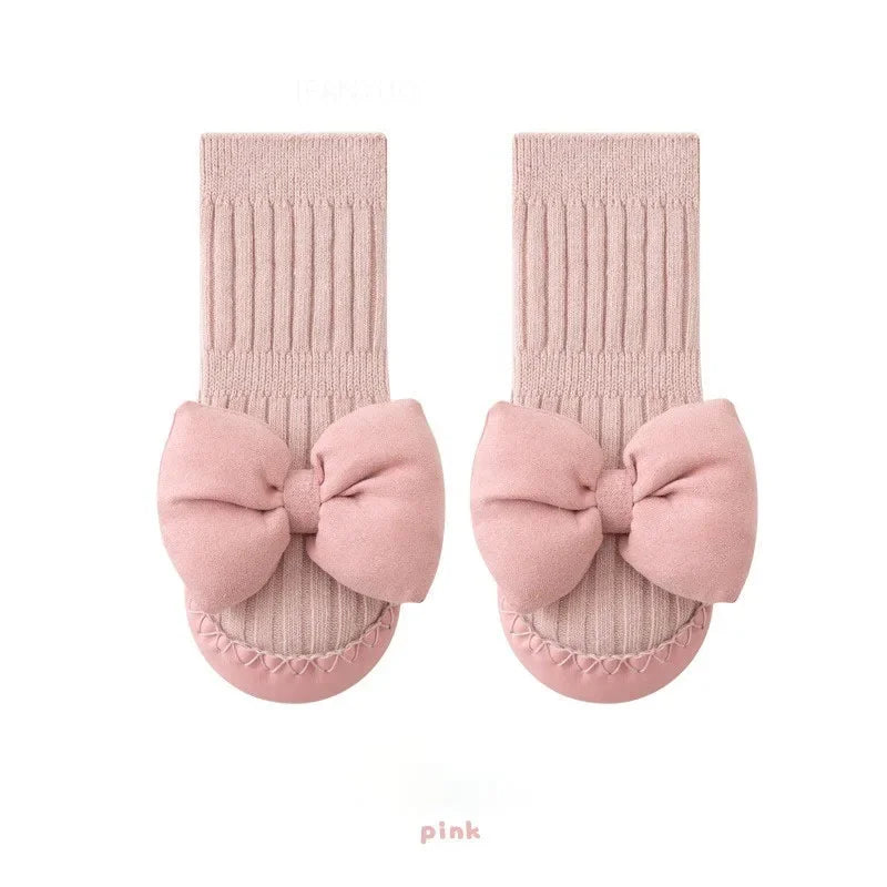 Calceta/Zapato Antideslizante con Moño (0-24M)