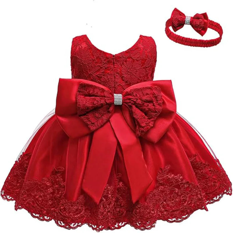 Vestido de Princesa Rojo para Bebé:  Navidad y Fiesta (0-24M)