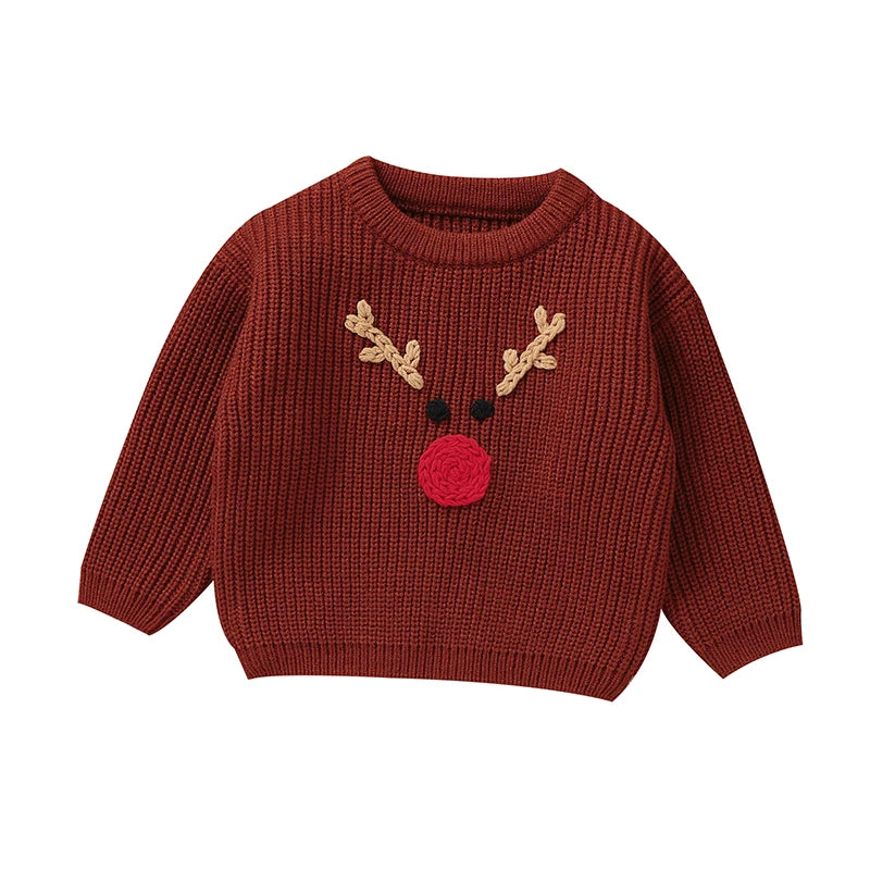 Suéter de Punto Navideño para Bebé - Diseño Alce (6M-3T)