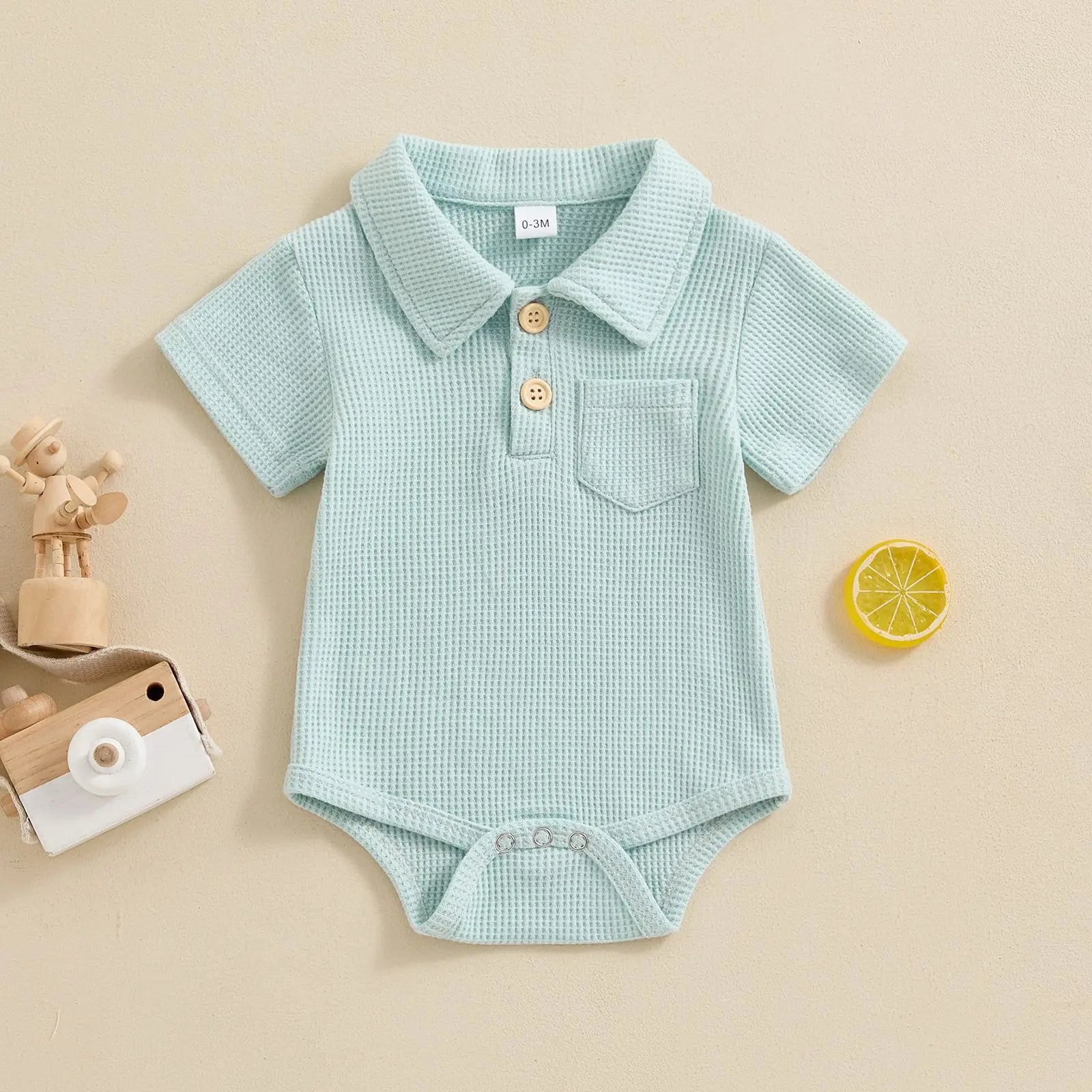 Pañalero tipo Polo Tejido Waffle |  Algodón Suave y Estilo Diario (0-12M)