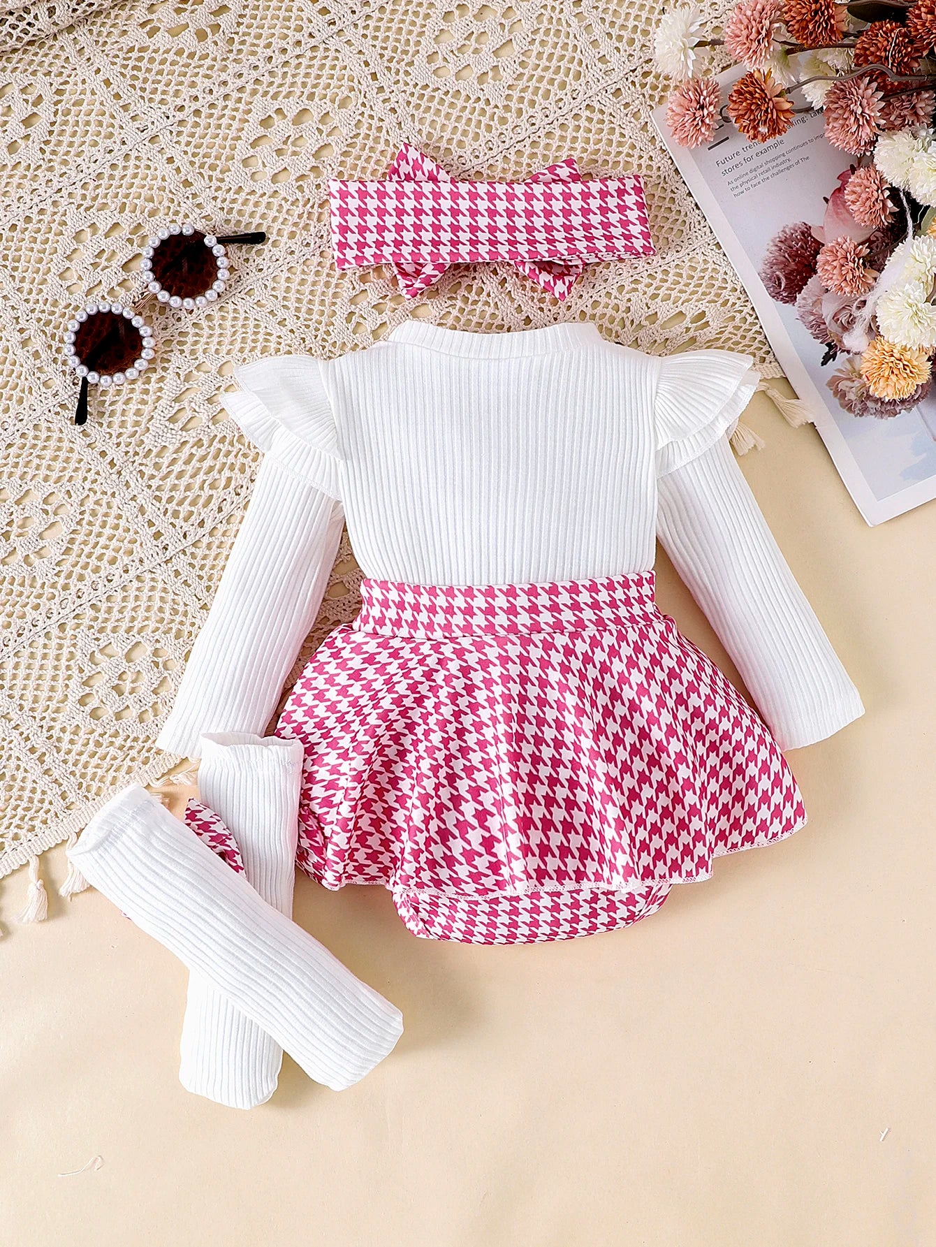 Conjunto Falda de Cuadros y Diadema: Estilo y Dulzura (0-18M)