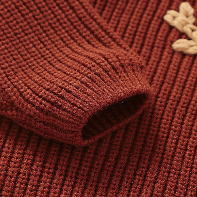 Suéter de Punto Navideño para Bebé - Diseño Alce (6M-3T)