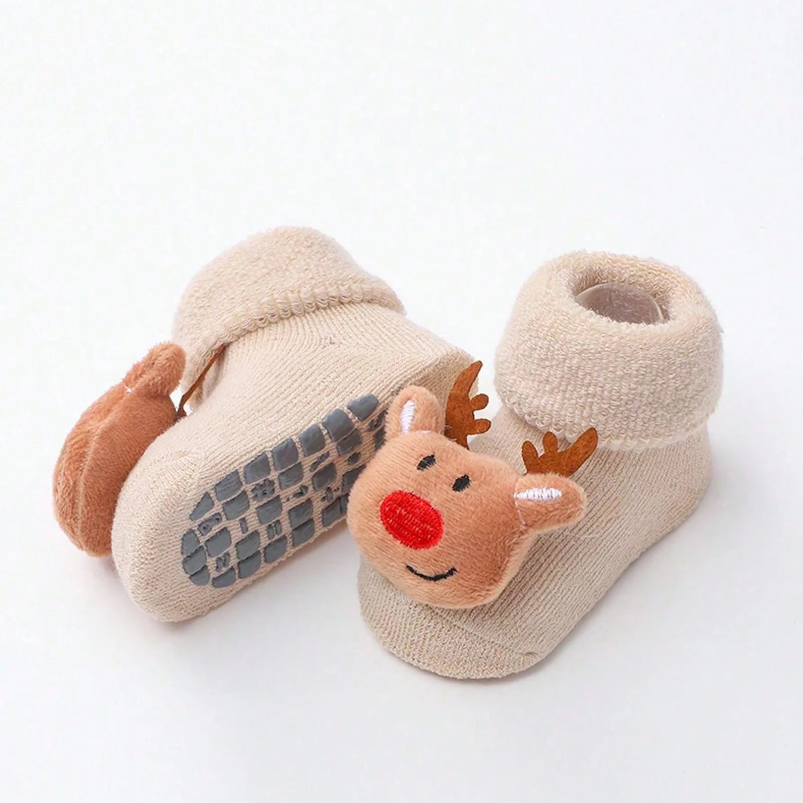 Calcetines Navideños Antideslizantes: Magia y Seguridad en sus Primeros Pasos (0-12M)