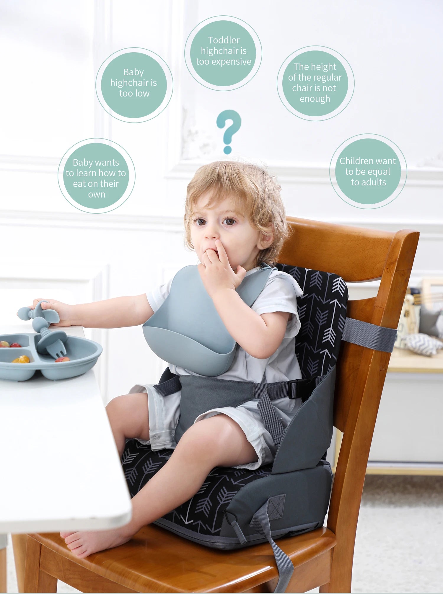 Cojín Elevador asiento portátil Plegable INSULAR para Silla de Comida