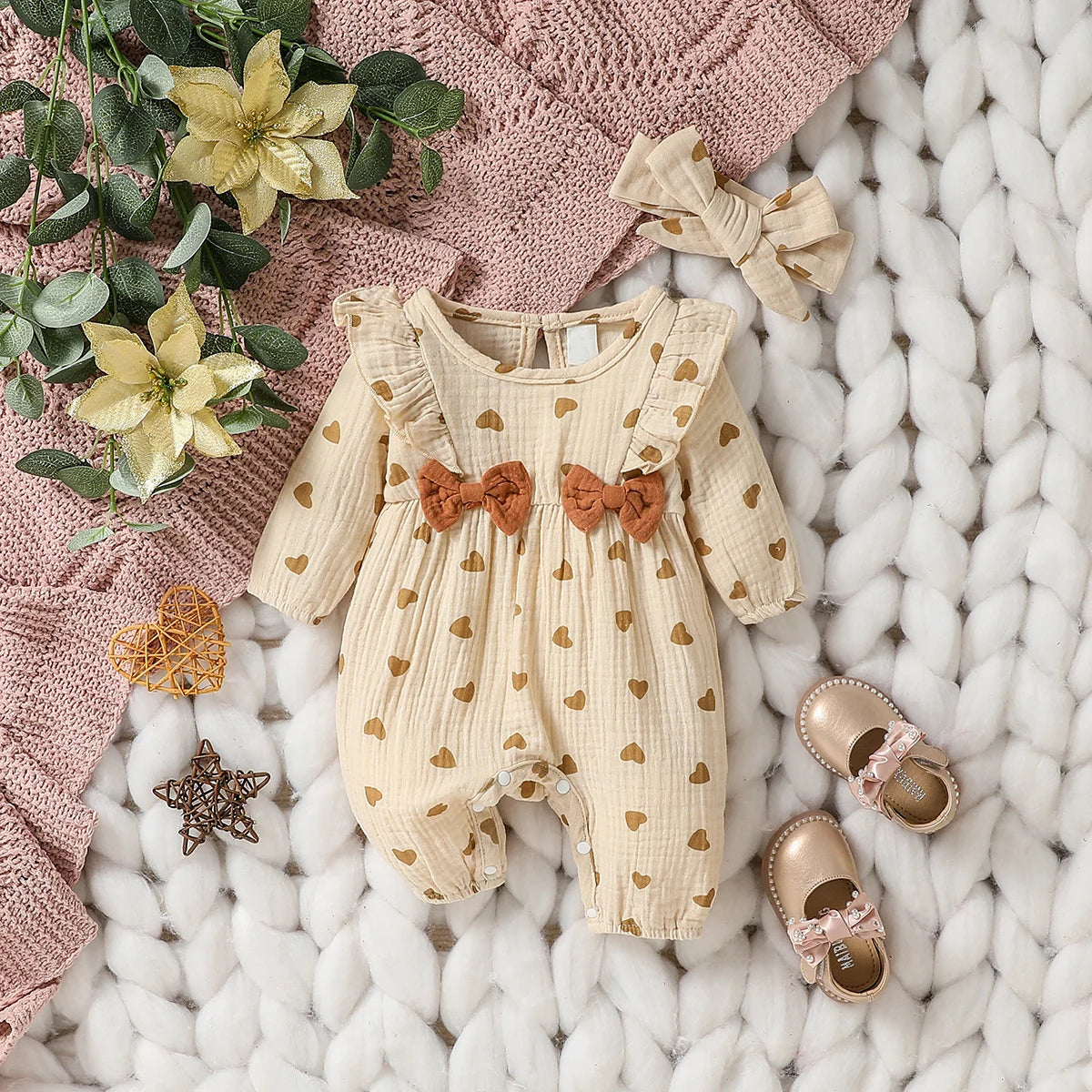 Mameluco Floral con Diadema (0-6M)