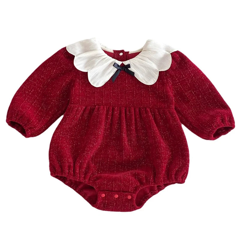 Pañalero Vestido con Cuello de Pétalo (3-24M)