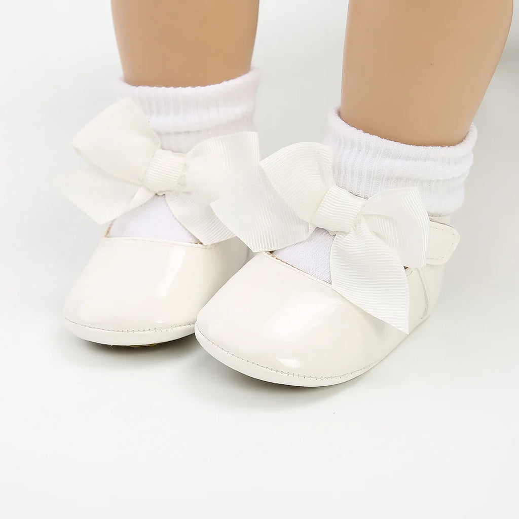 Zapatillas tipo Ballet con Moño: Elegancia Antideslizante para Bebé (0-18M)