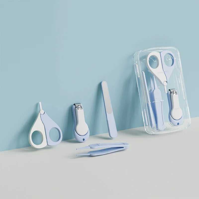 Set de 4 piezas Cuidado de Uñas para Bebé | Cortaúñas de Acero Inoxidable, Cóncavo y Seguro