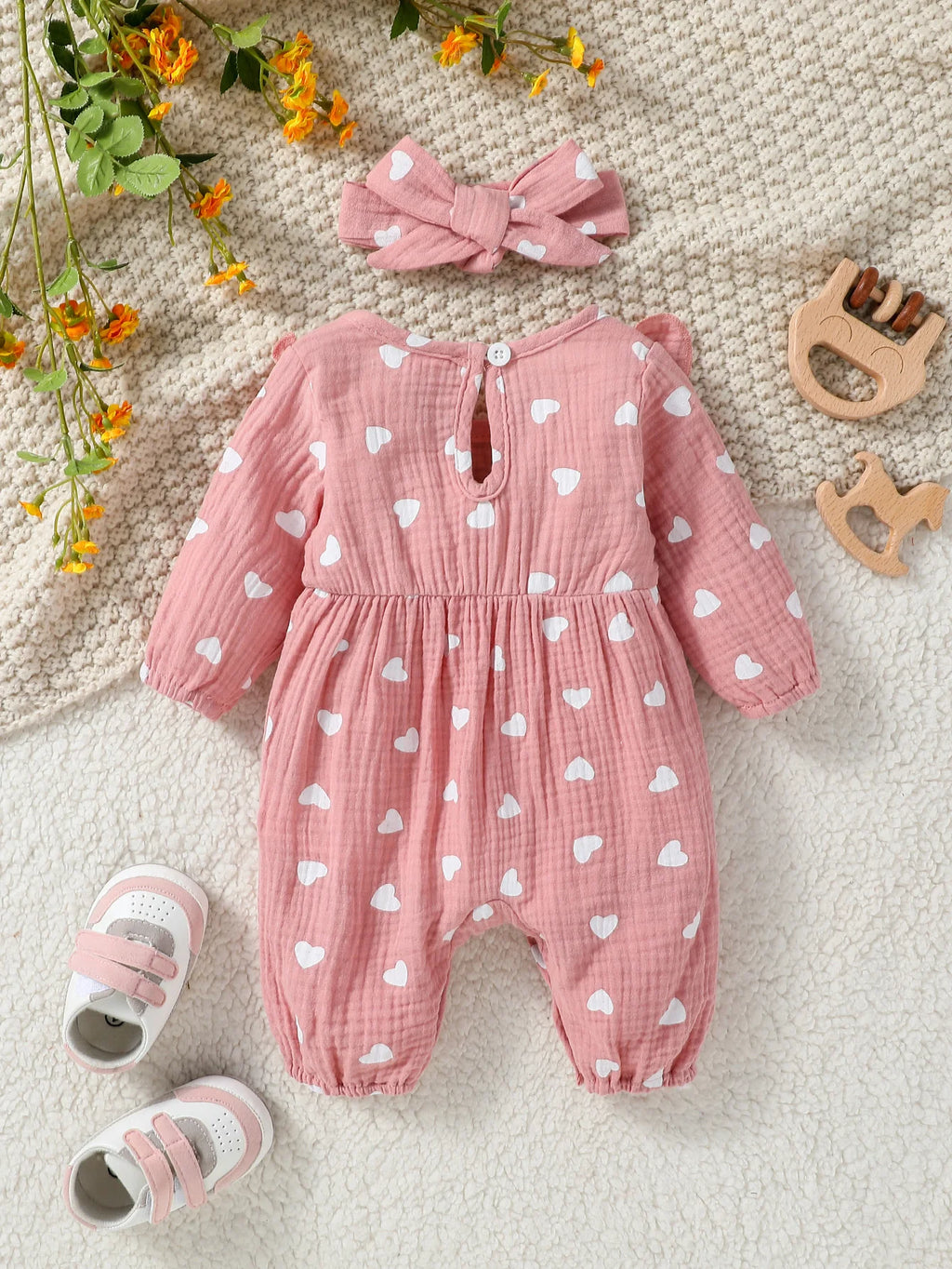 Mameluco Floral con Diadema (0-6M)
