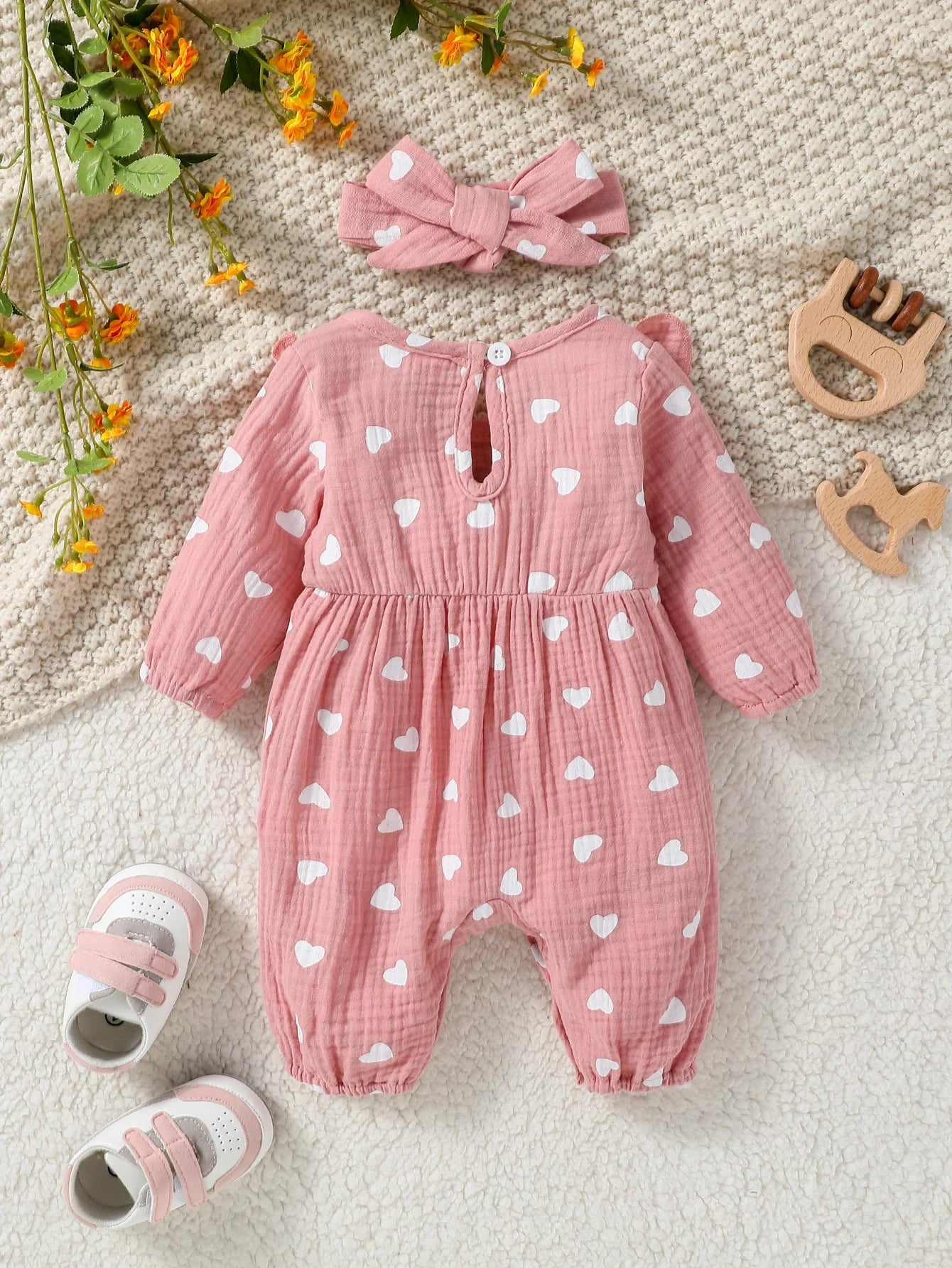 Mameluco Floral con Diadema (0-6M)