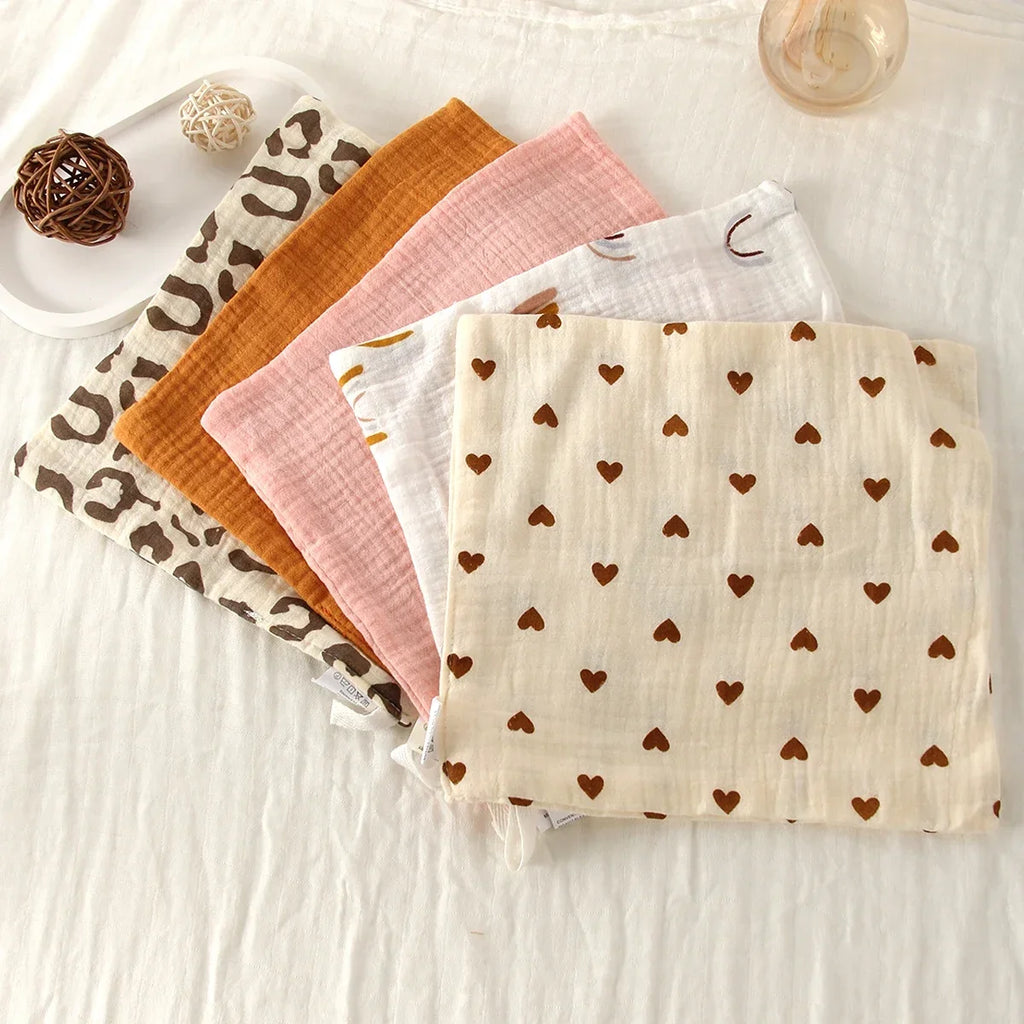 Set de 5 Toallas de Gasa de Algodón: Súper Suaves y Absorbentes (6 Capas)