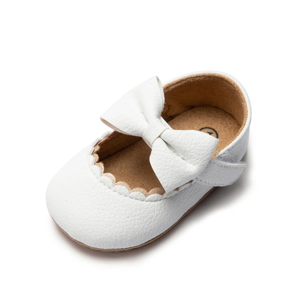 Zapatos Retro de Princesa con Moño - Suela Suave Antideslizante (0-18M)