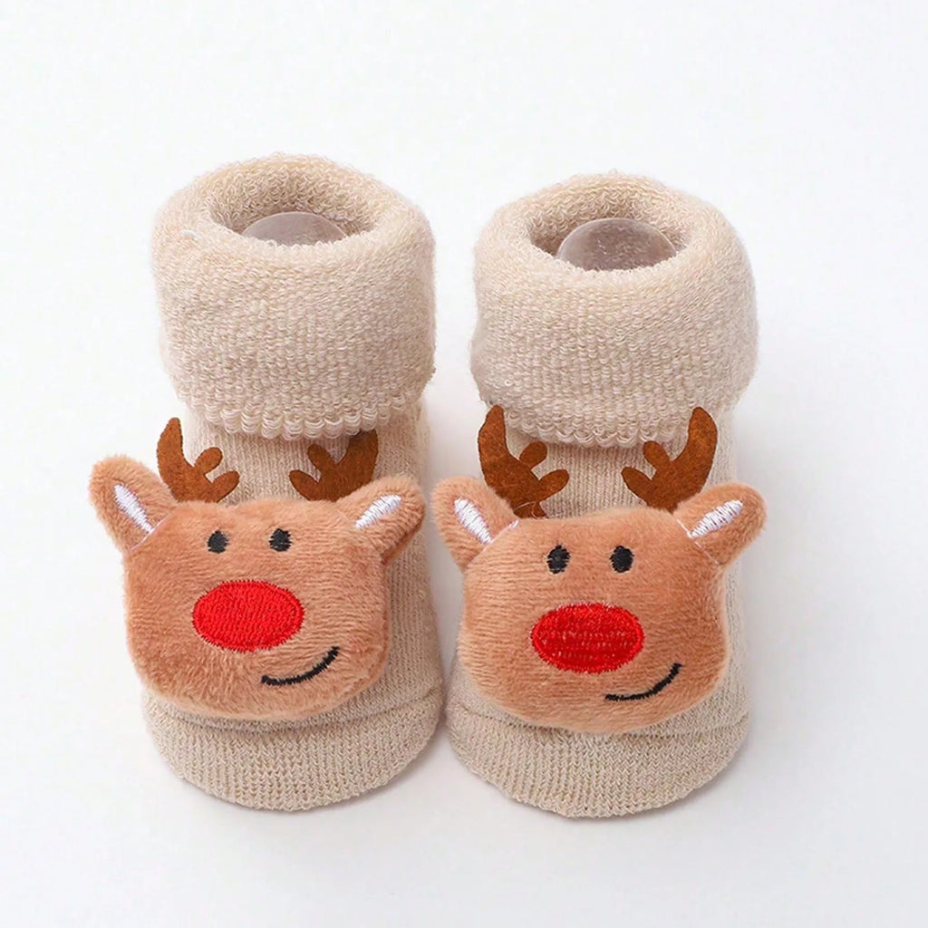 Calcetines Navideños Antideslizantes: Magia y Seguridad en sus Primeros Pasos (0-12M)