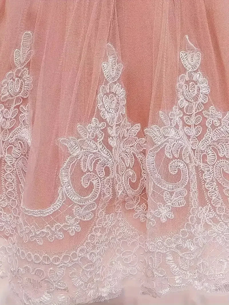 Vestido de Gala de Encaje y Tul para Bebé Niña: Bautizo y fiesta (0-24M)