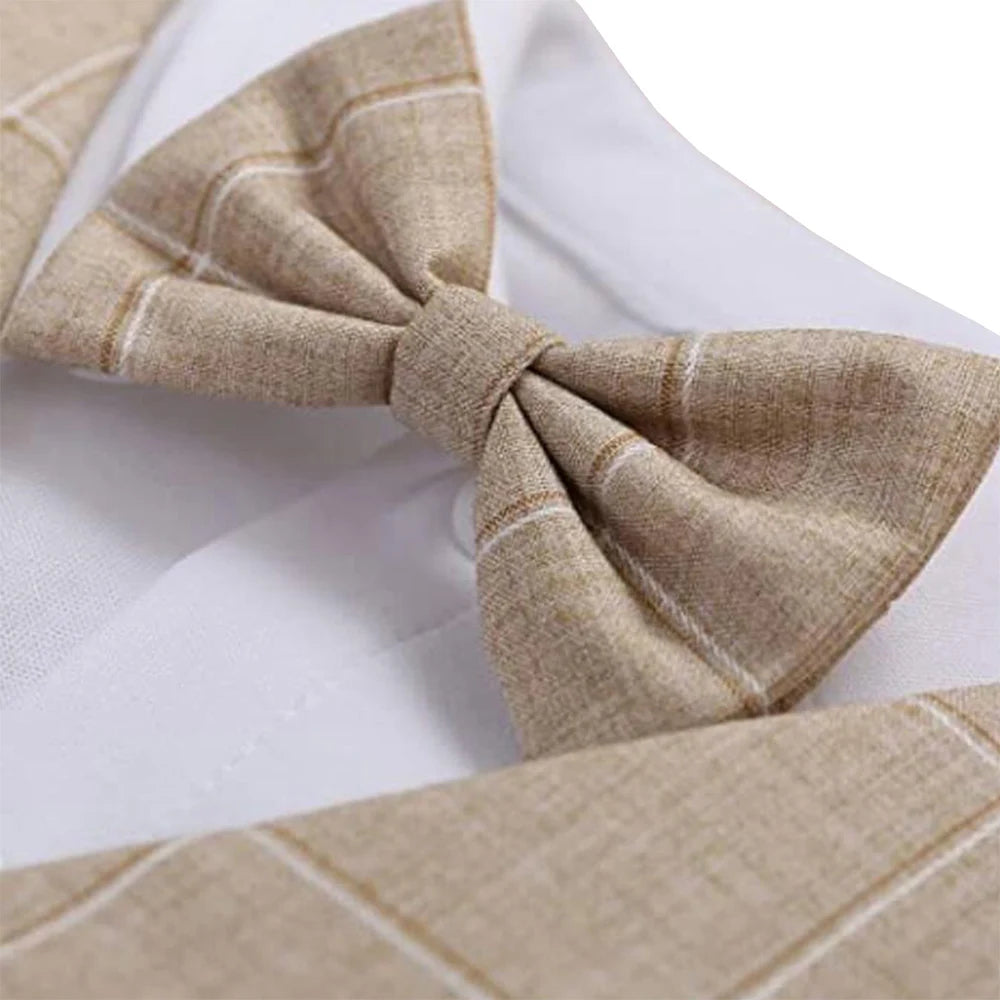 Conjunto Formal de Bebé Niño: Mameluco de Cuadros y Corbata de Moño (0-24M)