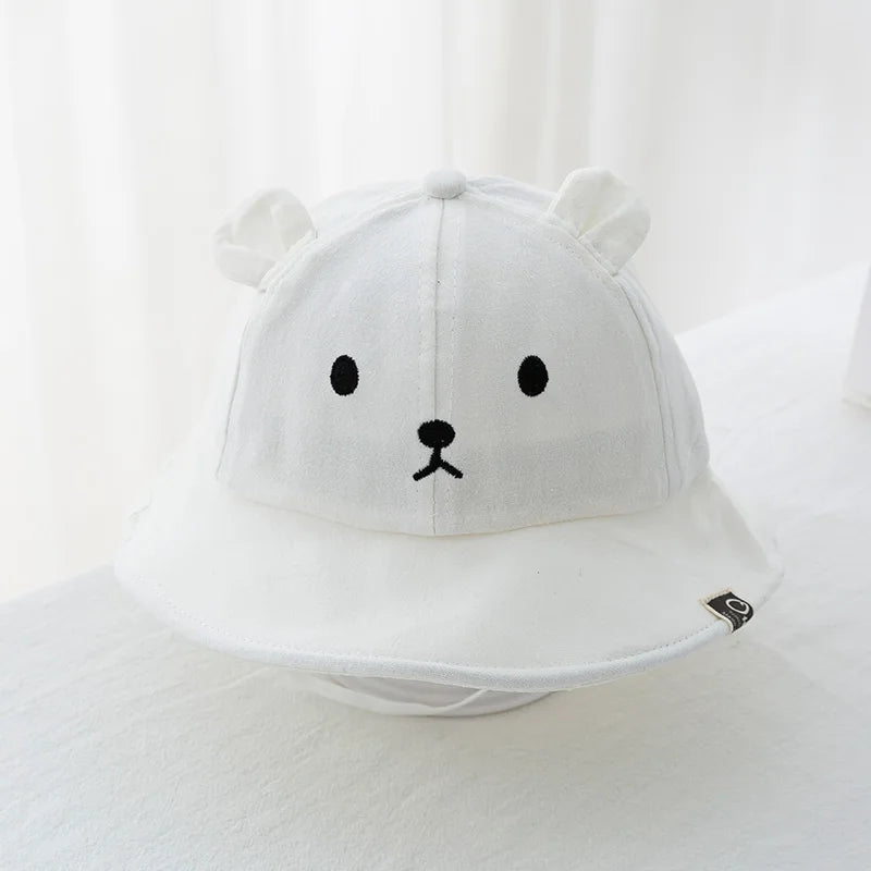 Gorro para el sol tipo cubo con Orejas de Oso: Protección y Ternura (3-18M)