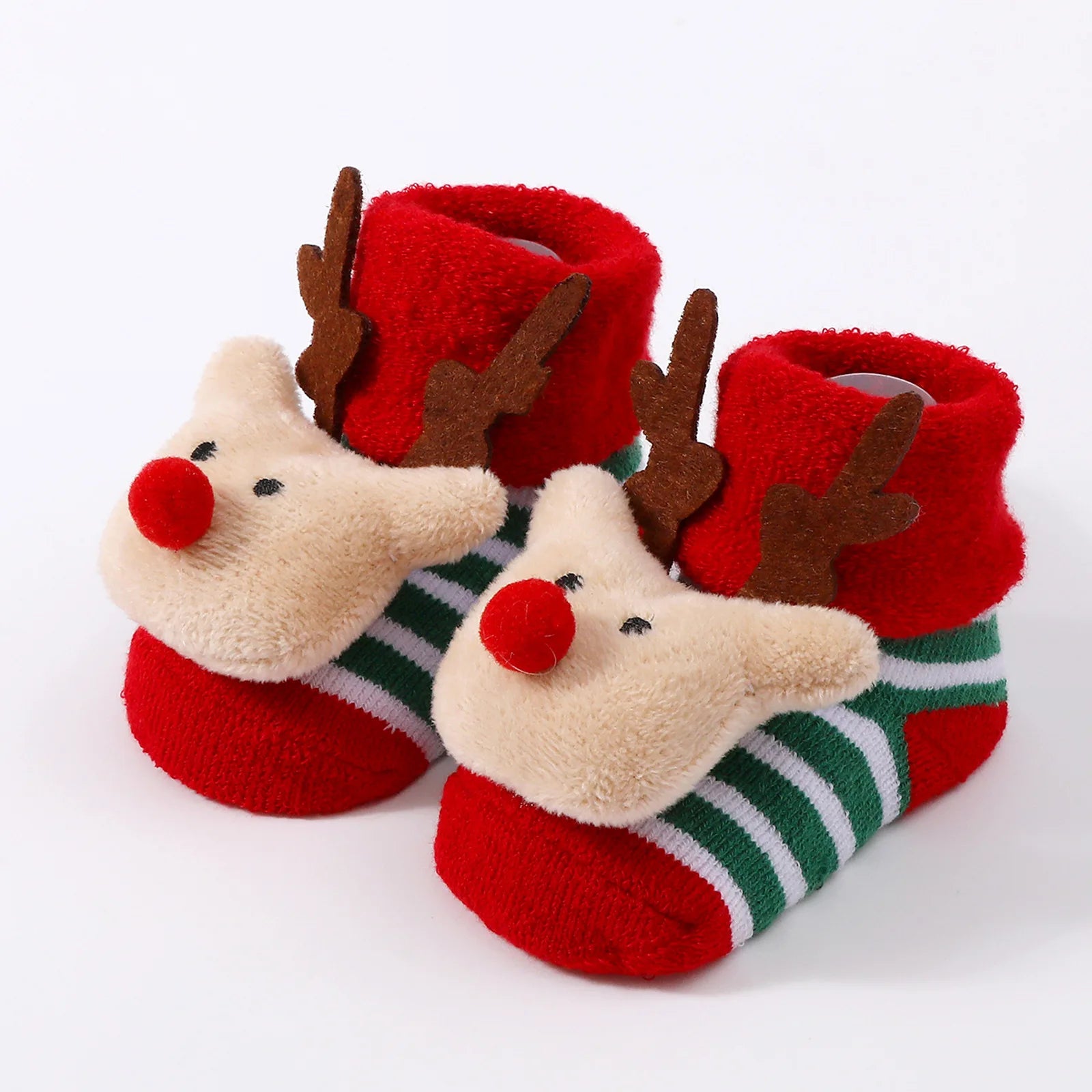 Calcetines Navideños Antideslizantes: Magia y Seguridad en sus Primeros Pasos (0-12M)