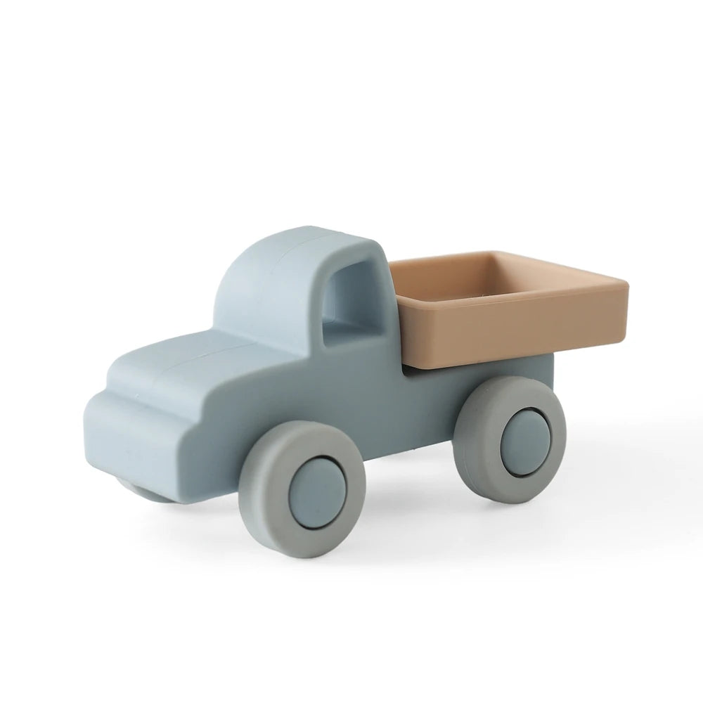 Coche de Juguete Montessori de Silicona | 2-en-1 Mordedera y Juguete Educativo