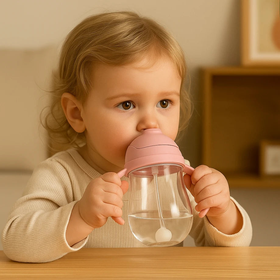 Botella de Agua con Popote y Válvula de 300 ml | Portátil, Antiderrames y con Asa para Entrenamiento