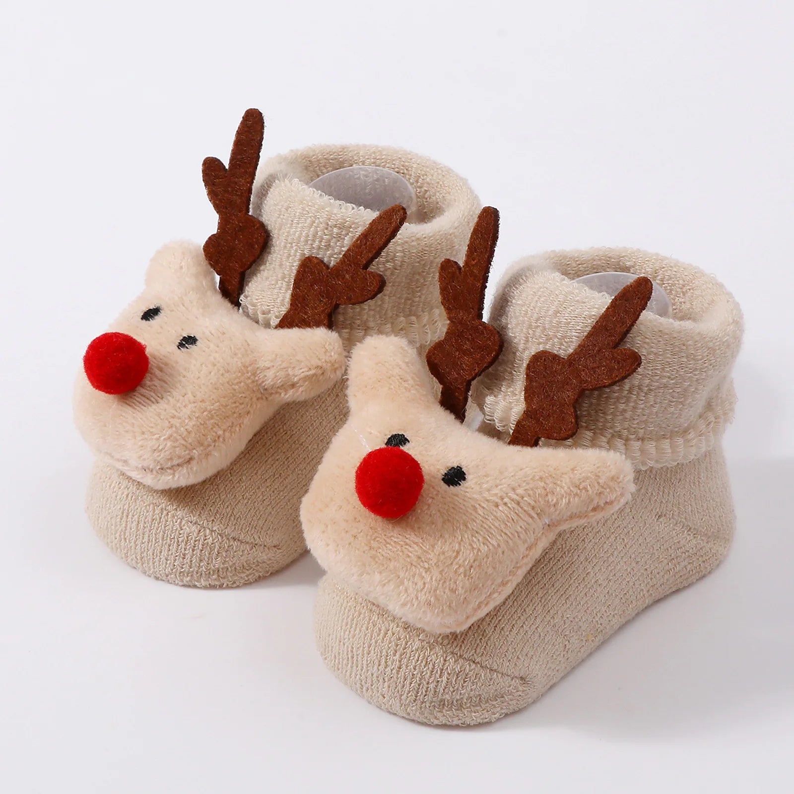 Calcetines Navideños Antideslizantes: Magia y Seguridad en sus Primeros Pasos (0-12M)