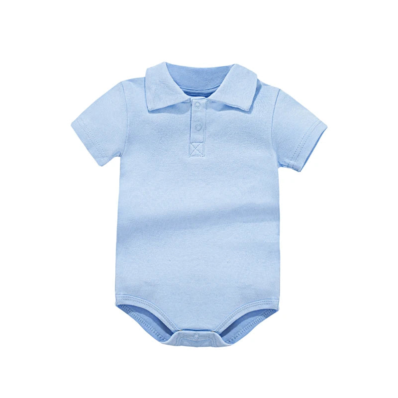 Pañalero tipo Polo | Manga Corta y Color Sólido (0-24 Meses)
